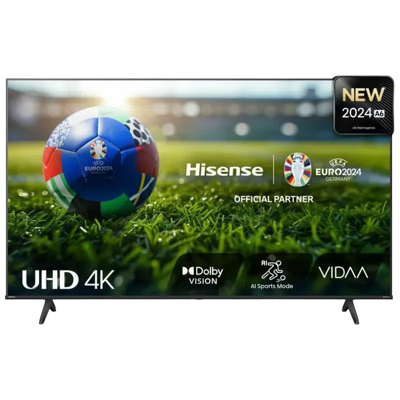 65" LED SMART Телевизор Hisense 65A6N, 3840x2160 4K UHD, VIDAA U7.0, Чёрный