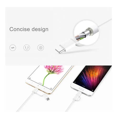 Кабель USB 2 в 1 Xiaomi (Micro USB/Type C) 100 см