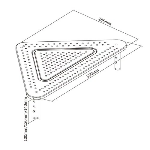 Gembird MS-TABLE-02, Adjustable monitor stand (triangle), 20 kg, 500 x 285 x 120 mm, Height range: 100/120/140 mm