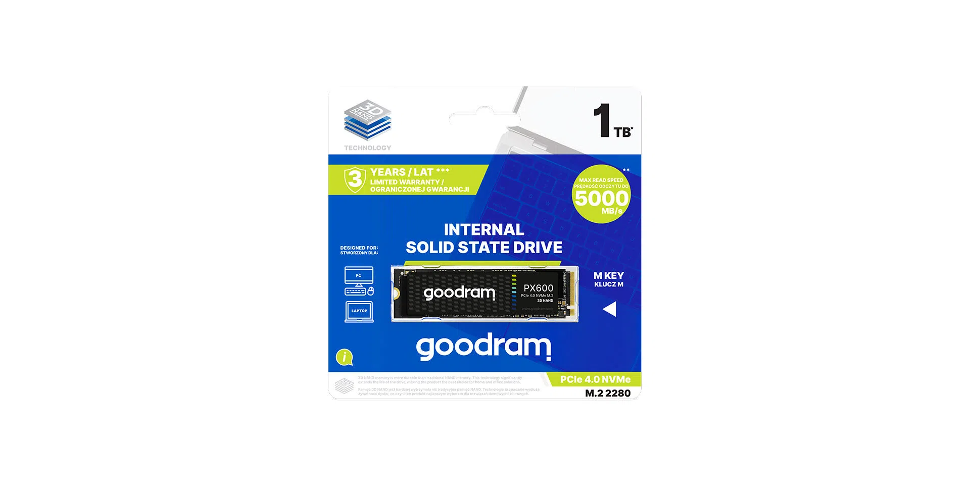 M.2 NVMe SSD GOODRAM PX600 Gen2 / 2.0TB / 3D NAND TLC