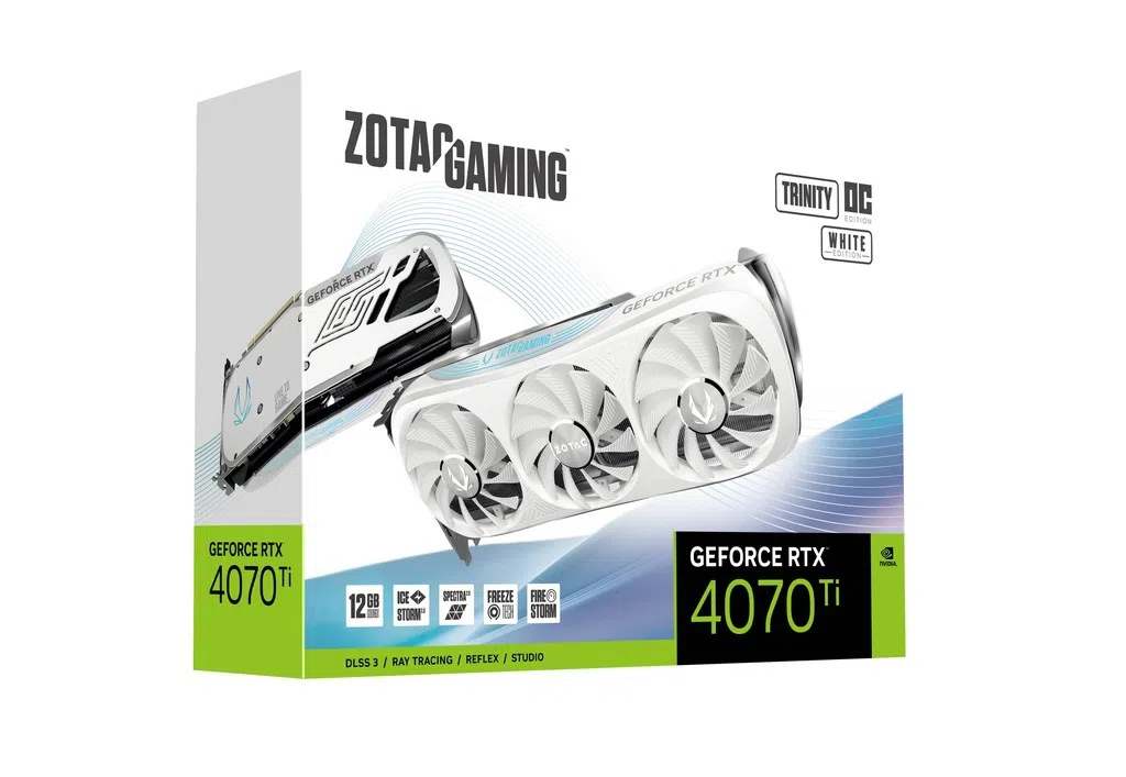 Видеокарта ZOTAC GeForce RTX 4070 Ti Trinity OC White Edition 12GB GDDR6X / 12GB / GDDR6X / 192bit