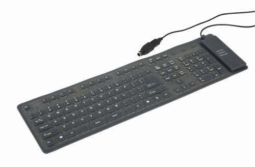 Gembird KB-109F-B, Flexible keyboard, USB, OTG adapter, black color, US layout