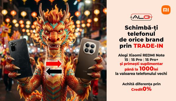 Alegi Xiaomi Redmi Note 15 | 15 Pro | 15 Pro+ și primești până la 1000 lei EXTRA la evaluarea telefonului vechi.