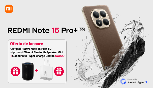 Xiaomi Redmi Note 15 Pro+ 5G - boxă portabilă și încărcător 90W CADOU!