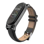 Ремешок кожаный для Mi Band 3/4/5/6 Black