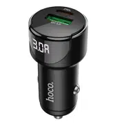 HOCO Z42 Light road dual port digital display PD20W+QC3.0 car charger Black