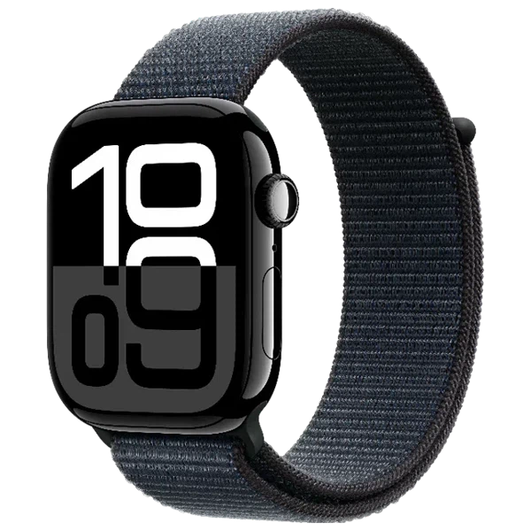 Apple Watch 10 Aluminum GPS Jet Black Textile Sport Loop Ink 46 mm