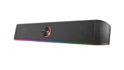 Trust Gaming GXT 619 Thorne RGB Illuminated Soundbar, 2.0 Stereo speakers with 12W of peak power provide a solid gaming experience, Black