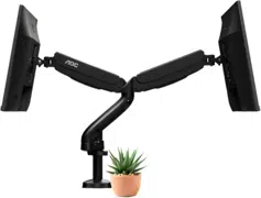 Arm for 2 monitors 15"-27" - AOC AD110D0 Black, Desk Clamp/Grommet, Aluminum structure, Gas spring, Height adjustment, Max.Load: 0-8kg, Tilt: '-90°~+85°, Swivel:180°, Rotation:360°, Hidden cable management, VESA 75/100