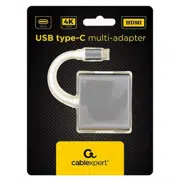 Видеоадаптер Cablexpert A-CM-HDMIF-02-SG, USB-C (M) x USB-C (F) - XHDMI (F) x USB A (F), 0,1м, Серебристый