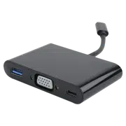 Adaptor Cablexpert A-CM-VGA3in1-01, USB-C to VGA/USB-A/USB-C, 0.15 m, Negru