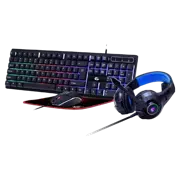 Set tastatură, mouse, mouse pad și căști Gembird GGS-UMGL4-02, Negru